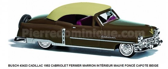 CADILLAC 1952 CABRIOLET FERMER MARRON INTÉRIEUR MAUVE FONCÉ CAPOTE BEIGE