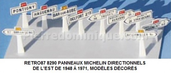 PANNEAUX MICHELIN DIRECTIONNELS DE L'EST DE 1948 Ã€ 1971, MODÈLES DÉCORÉS