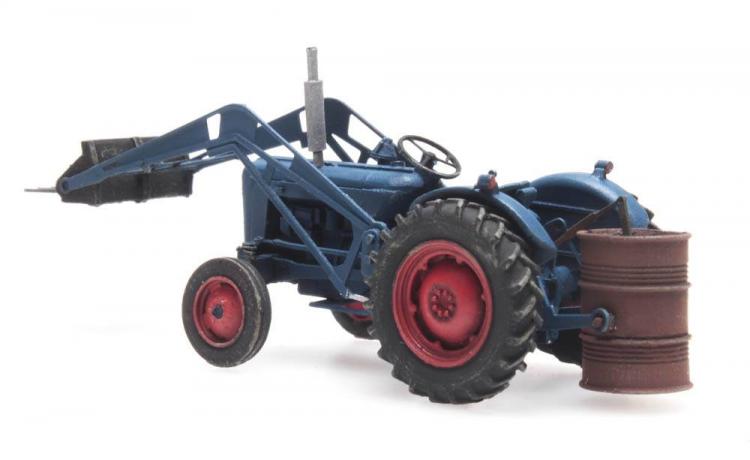 TRACTEUR AGRICOLE FORD DEXTA BLEU AVEC CHARGEUR ET SEMOIR