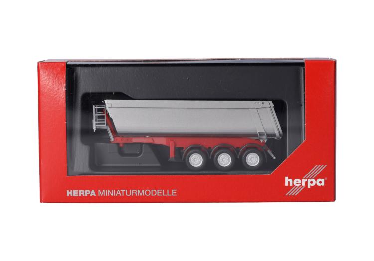 REMORQUE BENNE 3 ESSIEUX SCHMITZ CARGOBULL ARGENT CHASSIS ROUGE