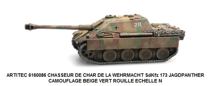 CHASSEUR DE CHAR DE LA WEHRMACHT SdKfz 173 JAGDPANTHER CAMOUFLAGE BEIGE VERT ROUILLE ECHELLE N