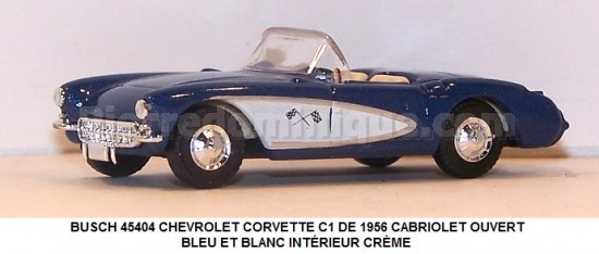 CHEVROLET CORVETTE C1 DE 1956 CABRIOLET OUVERT BLEU ET BLANC INTÉRIEUR CRÈME
