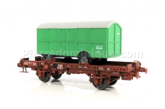 WAGON PLAT UFR SNCF + REMORQUE