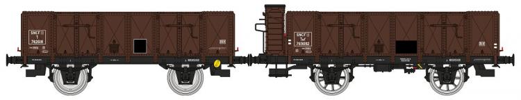 SET DE 2 WAGONS TOMBEREAU OCEM 19, T7 42618 ET TWF 769092 SNCF