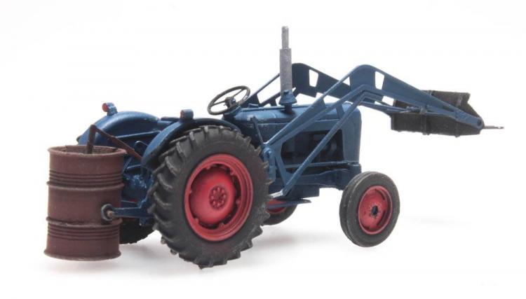 TRACTEUR AGRICOLE FORD DEXTA BLEU AVEC CHARGEUR ET SEMOIR