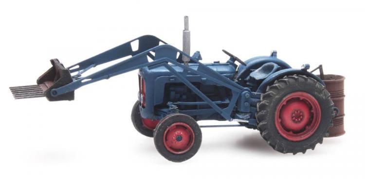 TRACTEUR AGRICOLE FORD DEXTA BLEU AVEC CHARGEUR ET SEMOIR