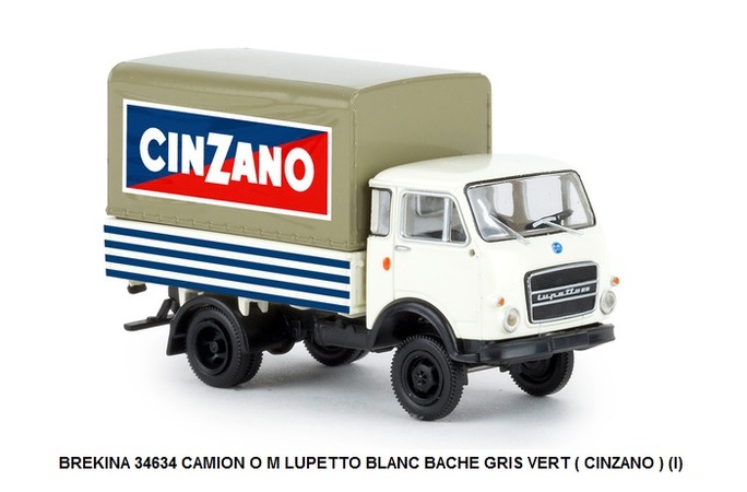 CAMION O M LUPETTO BLANC BACHE GRIS VERT ( CINZANO ) (I)