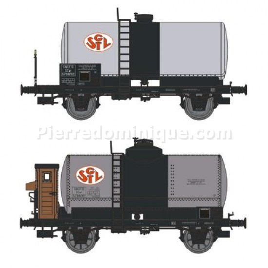 COFFRET 2 WAGONS CITERNE TRANSPORT DE LIQUIDES ALIMENTAIRES SGTL SNCF