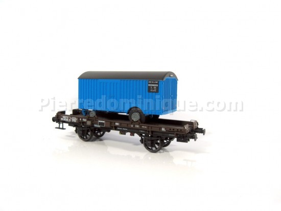 WAGON PLAT UFR SNCF + REMORQUE