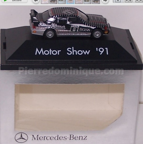 HERPA MOTOR SHOW 1991 VOITURE DE SPORT TRICORPS MERCEDES BENZ 190E 2.5 /16 ÉVOLUTION 2 N°8 DTM 1992 ÉCURIE '' AMG-KONIG-PILSENER '' (PILOTE K. LUDWIG)