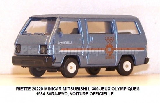 *PROMOS* - MINICAR MITSUBISHI L 300 JEUX OLYMPIQUES 1984 SARAJEVO, VOITURE OFFICIELLE