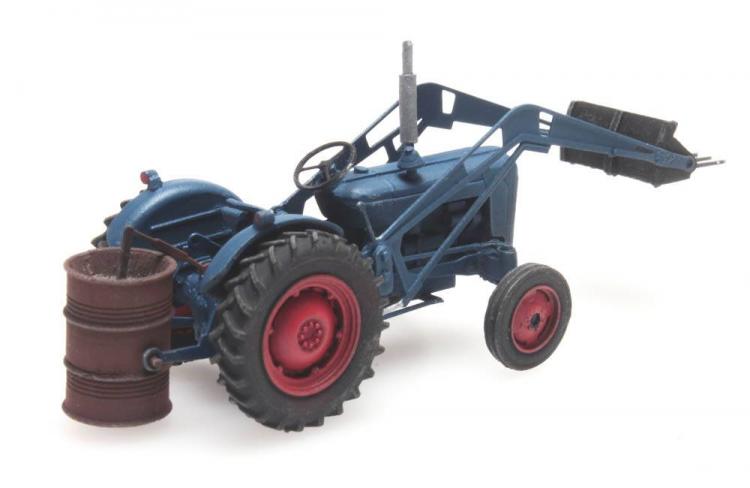 TRACTEUR AGRICOLE FORD DEXTA BLEU AVEC CHARGEUR ET SEMOIR