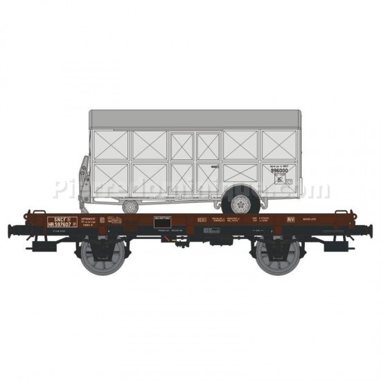 WAGON PLAT UFR SNCF + REMORQUE