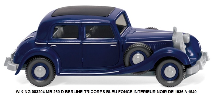 MB 260 D BERLINE TRICORPS BLEU FONCE INTERIEUR NOIR DE 1936 A 1940