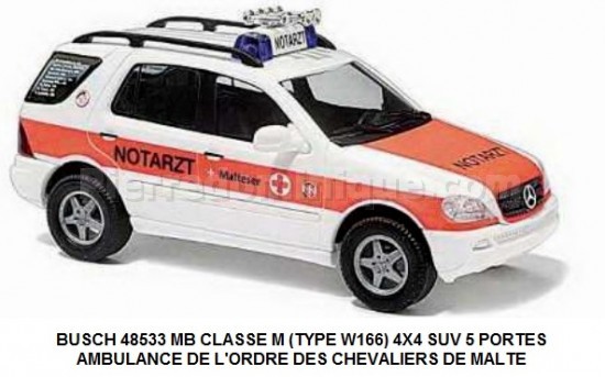 MB CLASSE M (TYPE W166) 4X4 SUV 5 PORTES AMBULANCE DE L'ORDRE DES CHEVALIERS DE MALTE