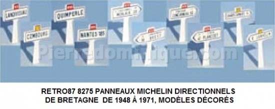 PANNEAUX MICHELIN DIRECTIONNELS DE BRETAGNE  DE 1948 Ã€ 1971, MODÈLES DÉCORÉS