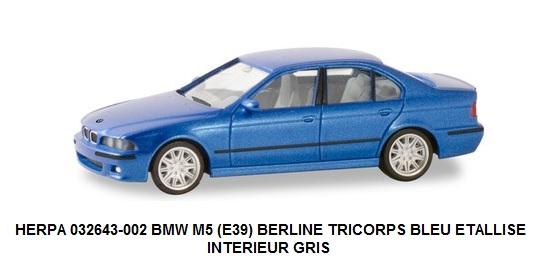 BMW M5 (E39) BERLINE TRICORPS BLEU METALLISE INTERIEUR GRIS