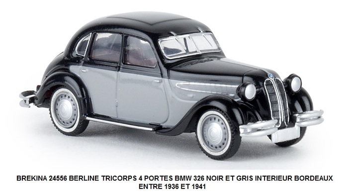 BERLINE TRICORPS 4 PORTES BMW 326 NOIR ET GRIS INTERIEUR BORDEAUX ENTRE 1936 ET 1941