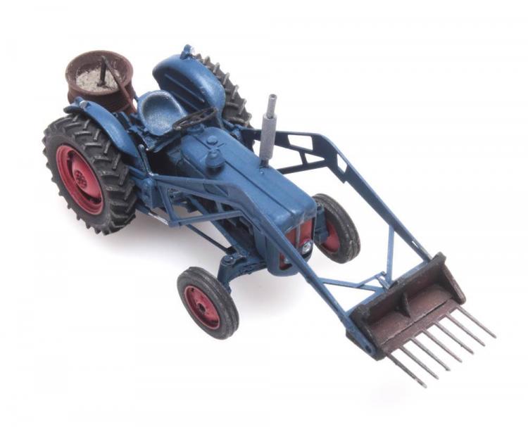 TRACTEUR AGRICOLE FORD DEXTA BLEU AVEC CHARGEUR ET SEMOIR