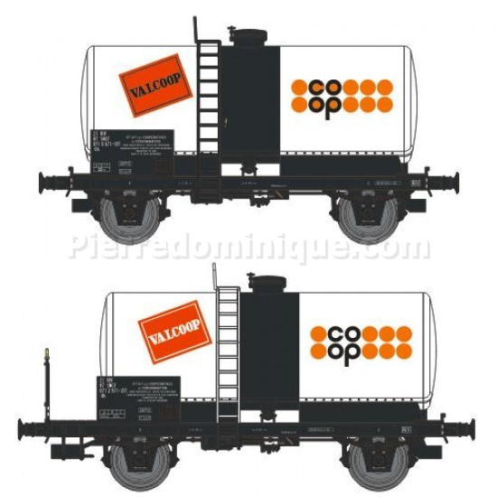 COFFRET 2 WAGONS CITERNE TRANSPORT DE LIQUIDES ALIMENTAIRES COOP SNCF