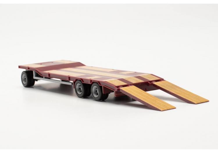 REMORQUE GOLDHOFER 3 ESSIEUX SURBAISSÉE POUR ENGIN DE CHANTIER ROUGE FONCE