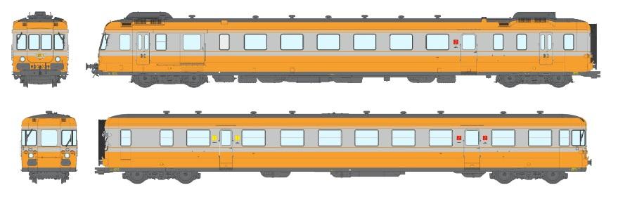 Autorail RGP 2 X 2705, vert et jaune, SNCF -Ree Modeles MB172.S- LYON
