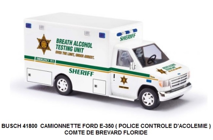 CAMIONNETTE FORD E-350 ( POLICE CONTROLE D'ACOLEMIE ) COMTE DE BREVARD FLORIDE