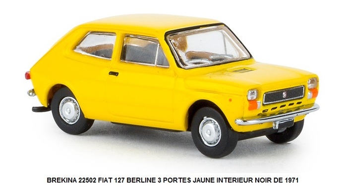 FIAT 127 BERLINE 3 PORTES JAUNE INTERIEUR NOIR DE 1971