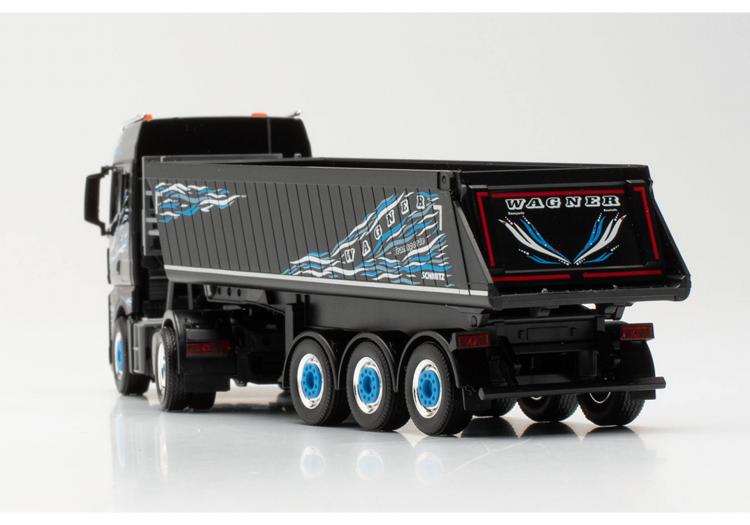 SEMI-REMORQUE MAN TGX GM NOIR BENNE BASCULANTE DE CHANTIER 3 ESSIEUX WAGNER MITTELESCHENBACH