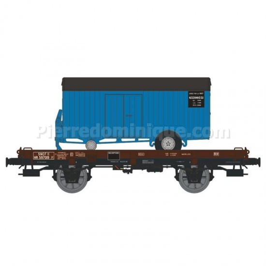WAGON PLAT UFR SNCF + REMORQUE