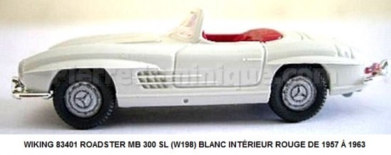 ROADSTER MB 300 SL (W198) BLANC INTÉRIEUR ROUGE DE 1957 Ã€ 1963