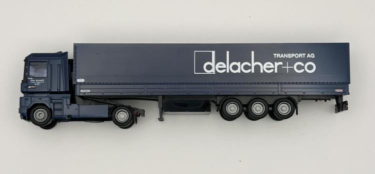 TRACTEUR RENAULT MAGNUM AE 500 AVEC SEMI REMORQUE ''DELACHER''