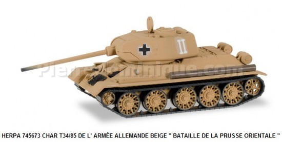 CHAR T34/85 DE L' ARMÉE ALLEMANDE BEIGE '' BATAILLE DE LA PRUSSE ORIENTALE ''