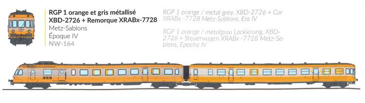 AUTORAIL DIESEL RGP 1 XBD 2726 + REMORQUE XRABX 7728 METZ SABLON SNCF