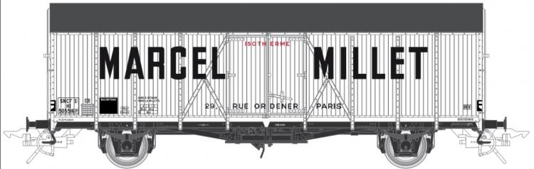 WAGON FRIGORIFIQUE EX-TNFS 32 DE LA DRG, PROPRIÉTÉ DES DOMAINES EN 1945 ET RACHETÉ PAR L’ENTREPRISE MARCEL MILLET – (A RESERVER)