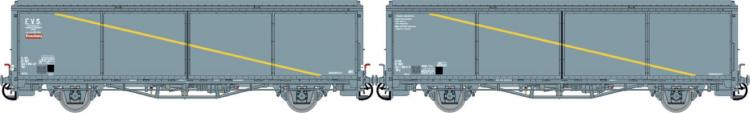 SET DE 2 WAGONS HBIS + HBIS GRIS BANDE JAUNE PAROIS PLANS EP. IV-V SNCF