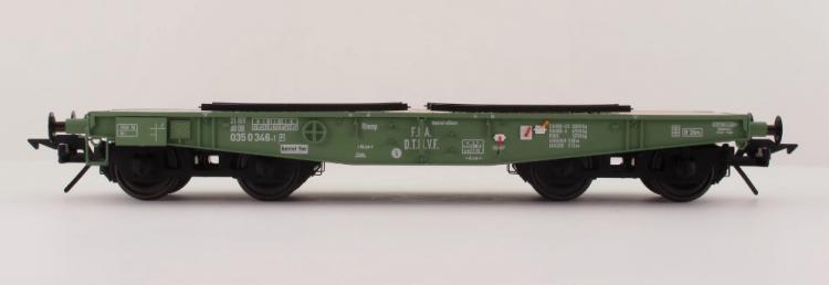 WAGON PLAT POUR CHARGE LOURDES 1666-1990 RLMMP, FORCES FRANÇAISES EN ALLEMAGNE, VERT OTAN , DB RLMMP, FORCES FRANÇAISES EN ALLEMAGNE, VERT OTAN – (A RESERVER)
