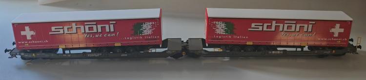 DOUBLE WAGON POCHE SDGGMRSS T3000E + 2 SEMI REMORQUES SCHONI HUPAC AG