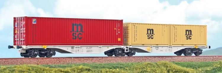 WAGON INTERMODAL SGGRS 80' 1 CONTENEUR MSC DE 40 ET 2 DE 20'