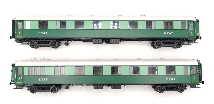 SET DE 2 VOITURES PULLMAN A2SYFI CUISINE + A4YFI TRANSATLANTIQUE ETAT - AVEC ECLAIRAGE