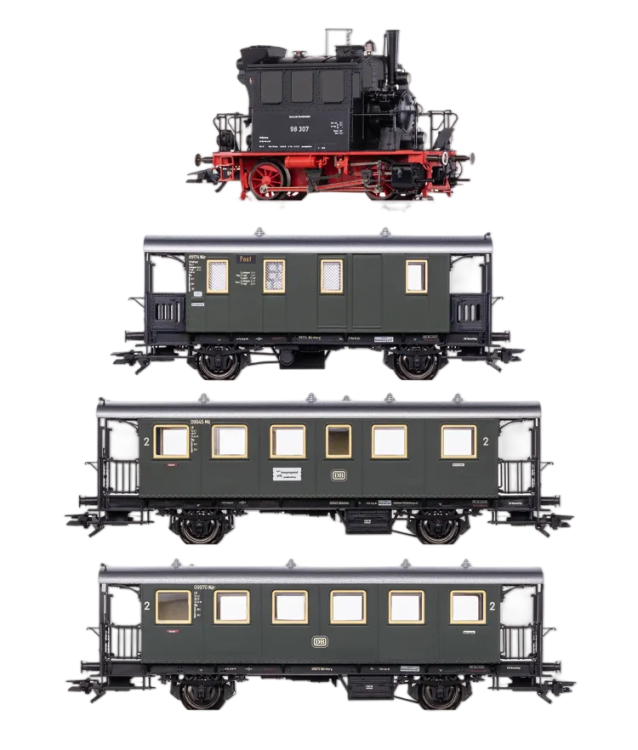 COFFRET SPALTER BOCKL - LOCOMOTIVE GLASKASTEN + 3 VOITURES DB - MHI