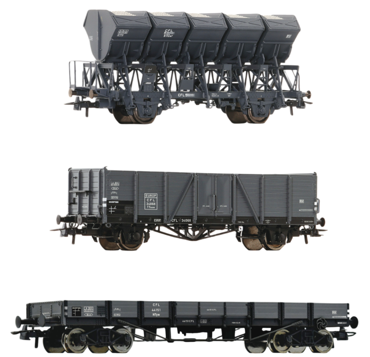 COFFRET DE 3 WAGONS DE MARCHANDISES CFL