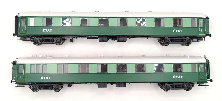 SET DE 2 VOITURES PULLMAN A2SYFI CUISINE + A4YFI TRANSATLANTIQUE ETAT - AVEC ECLAIRAGE