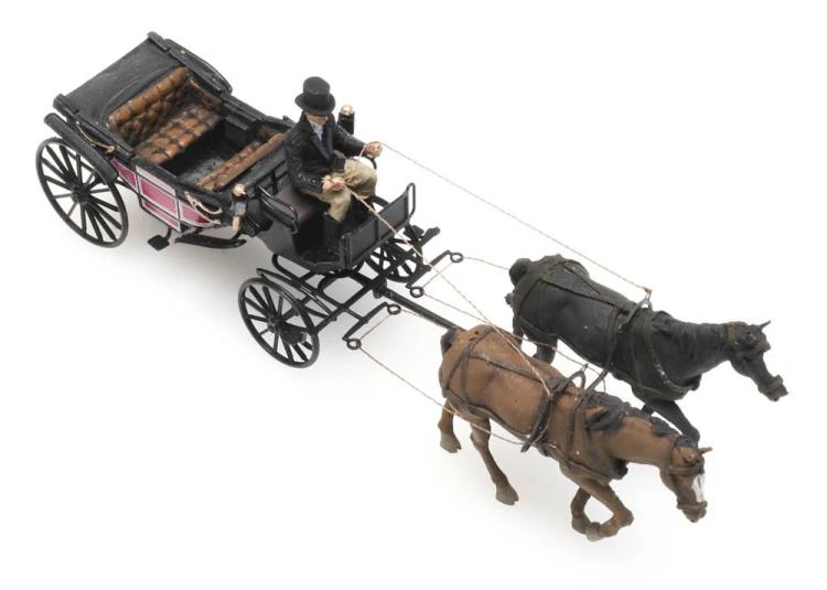 CALECHE AVEC 2 CHEVAUX ET COCHER