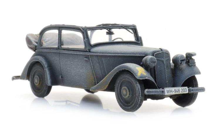 LIMOUSINE CABRIOLET OUVERT ADLER TRUMPF JUNIOR GRIS ARMEE
