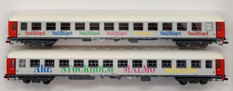 SET DE 2 VOITURES DE VOYAGEURS TYPE BMZ SNÄLLTÅGET EINSTELLER