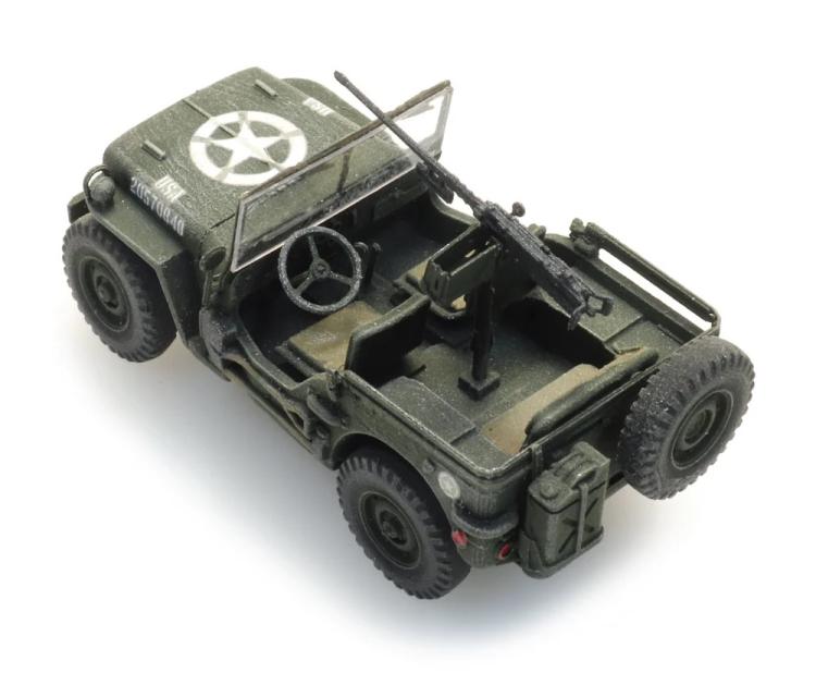 JEEP WILLYS ARMEE AMERICAINE POLICE MILITAIRE AVEC MITRAILLEUSE