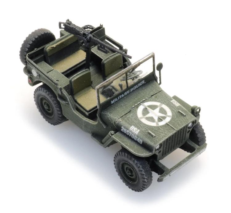 JEEP WILLYS ARMEE AMERICAINE POLICE MILITAIRE AVEC MITRAILLEUSE