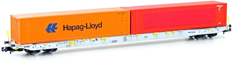 WAGON PORTE-CONTENEURS SGGNSS 80' RCA AVEC 2 CONTENEURS HAMBURG SUD HAPAG LLOYD