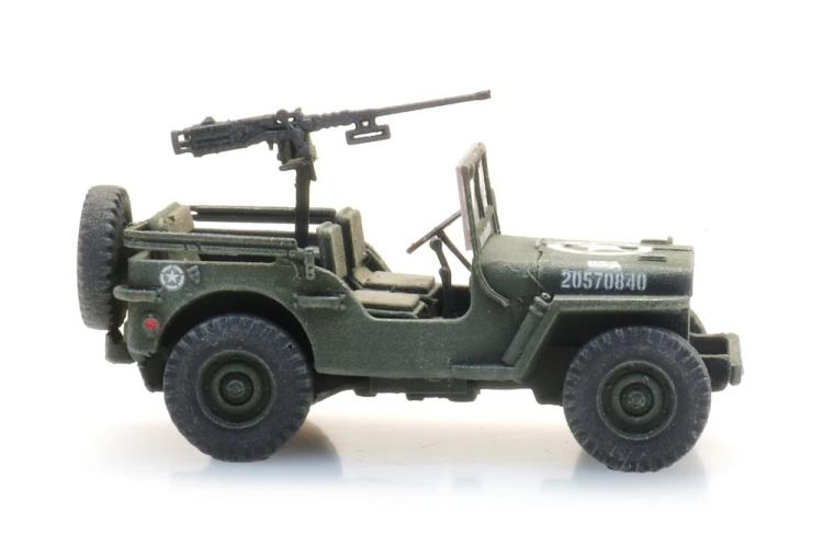 JEEP WILLYS ARMEE AMERICAINE POLICE MILITAIRE AVEC MITRAILLEUSE